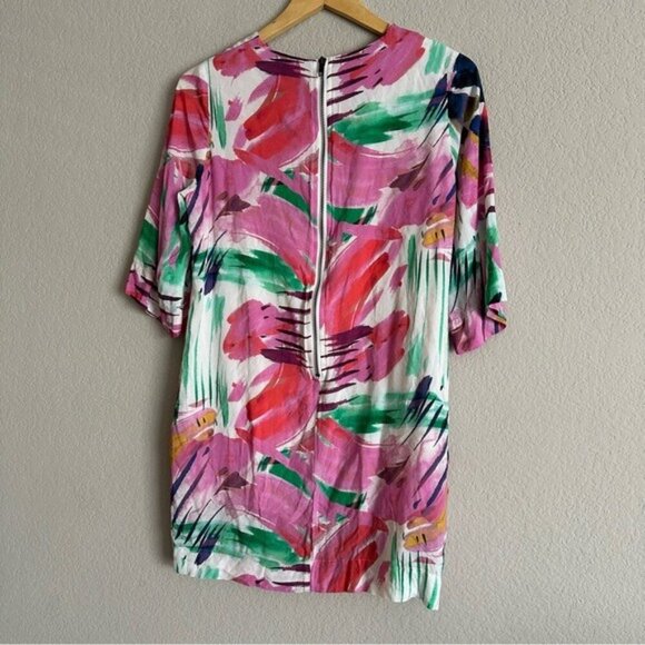 Oliveceous Multicolor Abstract Print Dress Medium - Artistic Boho & Cottagecore - Picture 2 of 12